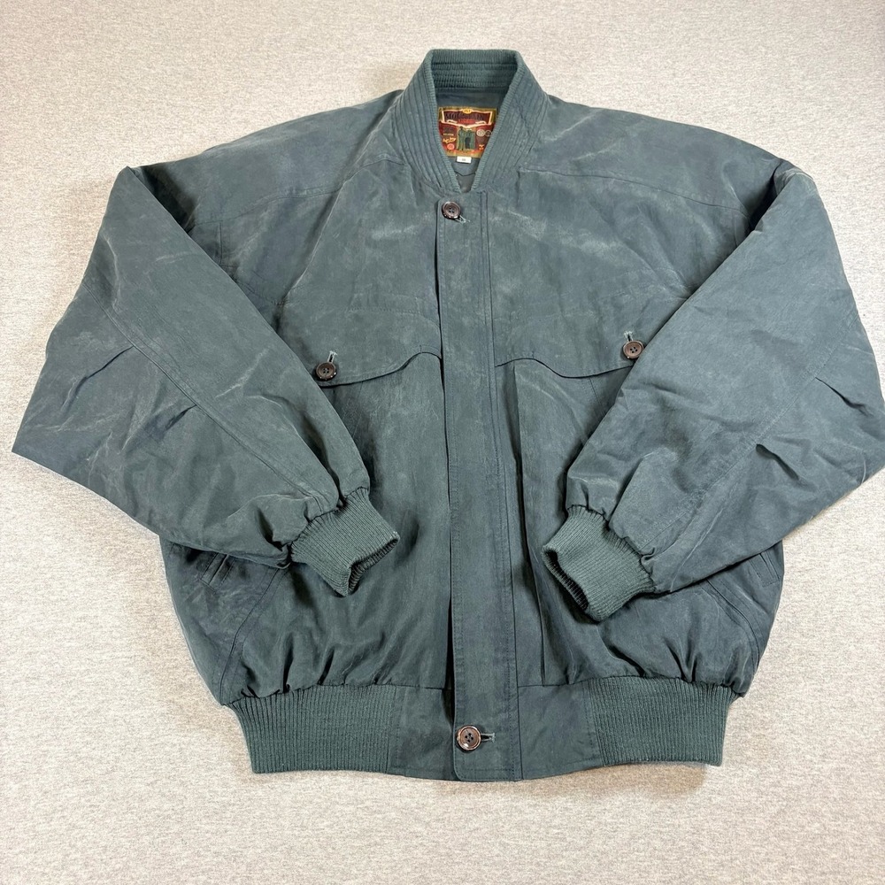 Vintage Mountain Fashion Bomber Jacket Mens III (Medium) Green Full Zip Retro